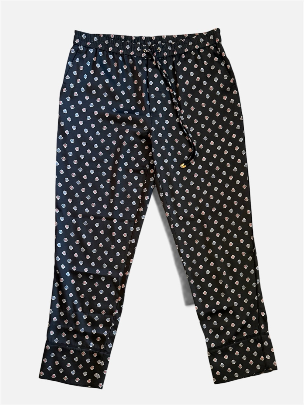 Lauren Ralph Lauren Black Drawstring Jacquard Joggers with Patterned Print